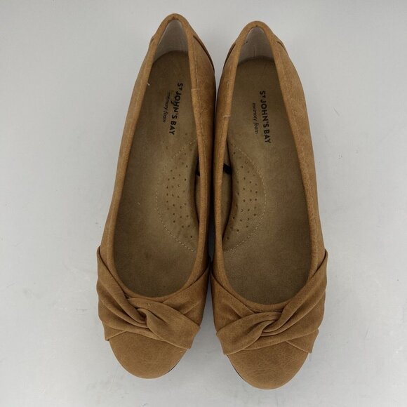 St Johns Bay Brown Women's Size 6.5 Faux Leather Halifax Ballet Slip-On Flats - Picture 5 of 9